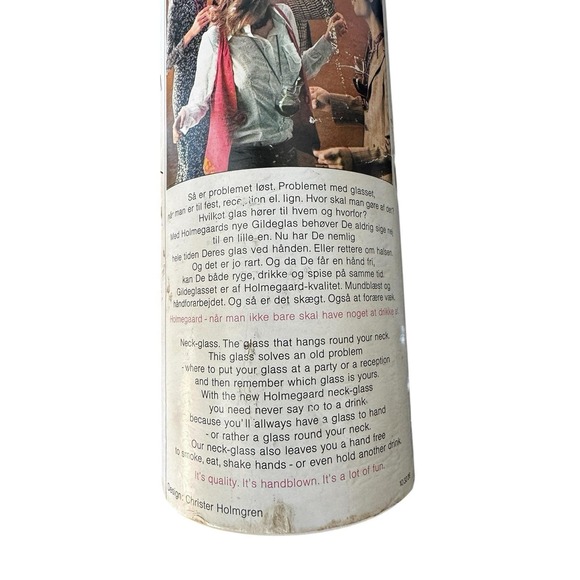 HOLMEGAARD 1970's NECK GLASS 500ml HAND BLOWN RED WINE DENMARK MCM VINTAGE W/BOX - Picture 6 of 7